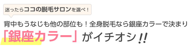 背中もうなじも他の部位も!全身脱毛なら銀座カラーがイチオシ