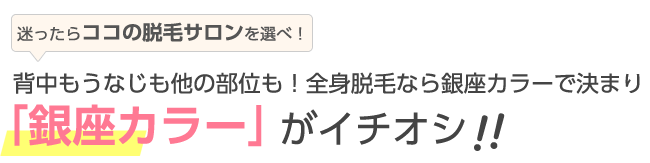 背中もうなじも他の部位も！全身脱毛なら銀座カラーがイチオシ